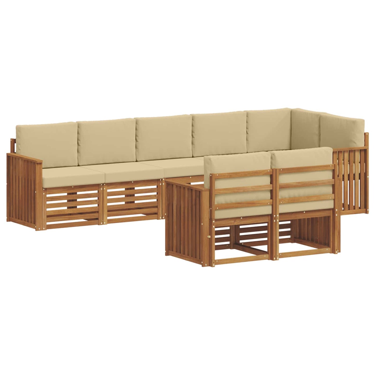 Set divani 8 pcs Naturale e Beige Legno di Acacia Massello | homemem39
