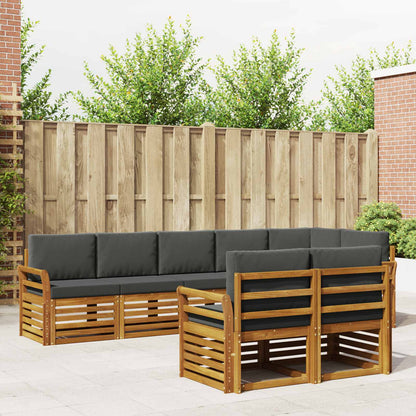 Set divani 8 pcs Naturale e Antracite Legno di Acacia Massello