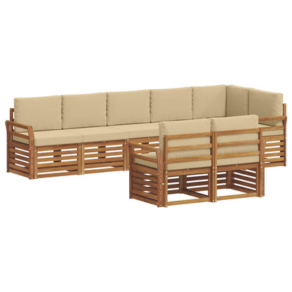 Set divani 8 pcs Naturale e Beige Legno di Acacia Massello | homemem39