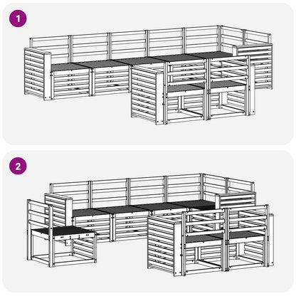 Set divani 8 pcs Naturale Legno di Acacia Massello | homemem39