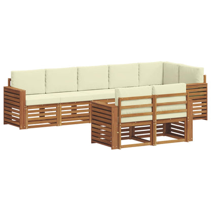 Set divani 8 pcs Naturale e Crema Legno di Acacia Massello | homemem39