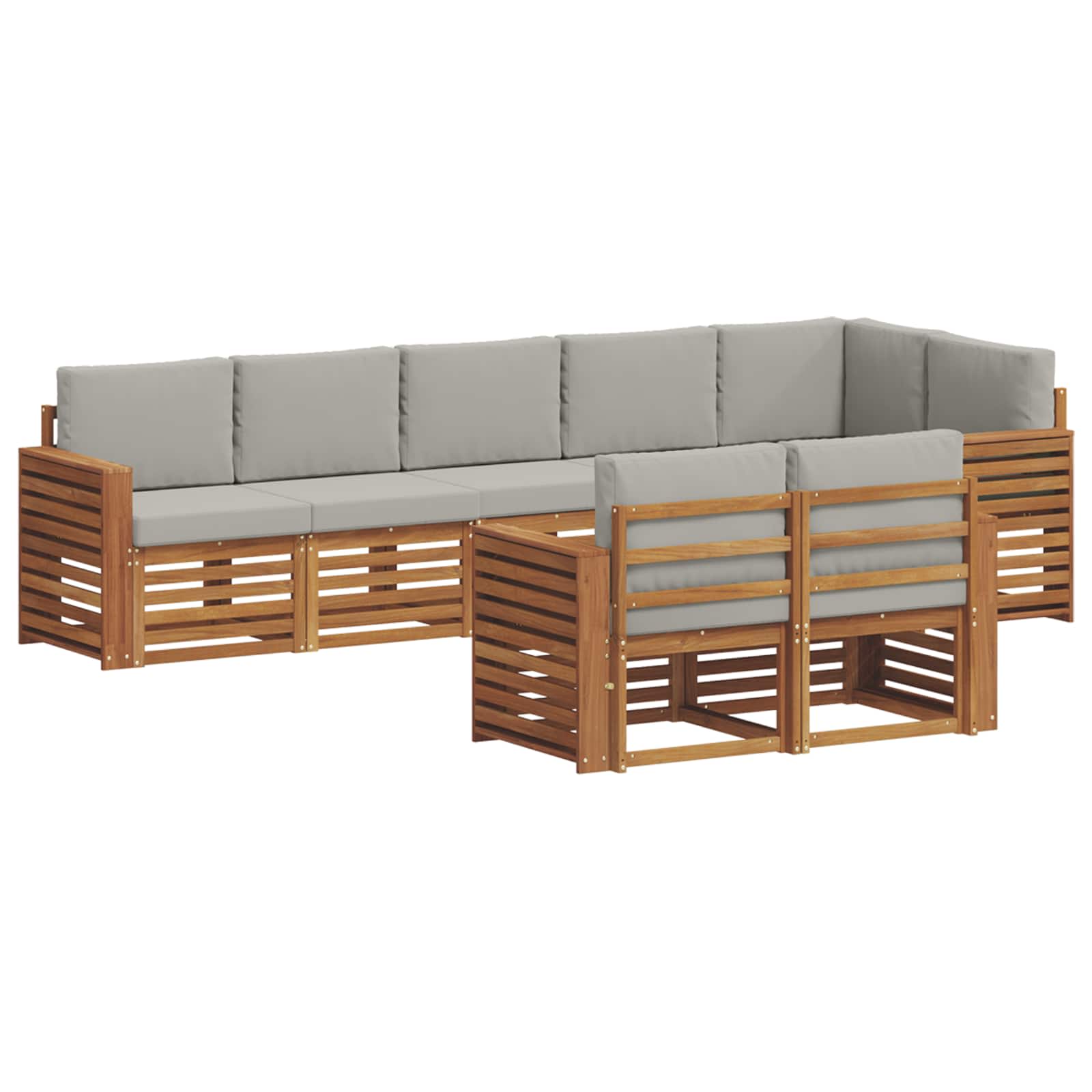 Set divani con cuscino 8 pcs Grigio Naturale e Chiaro | homemem39