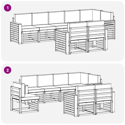 Set divani con cuscino 8 pcs Grigio Naturale e Chiaro | homemem39