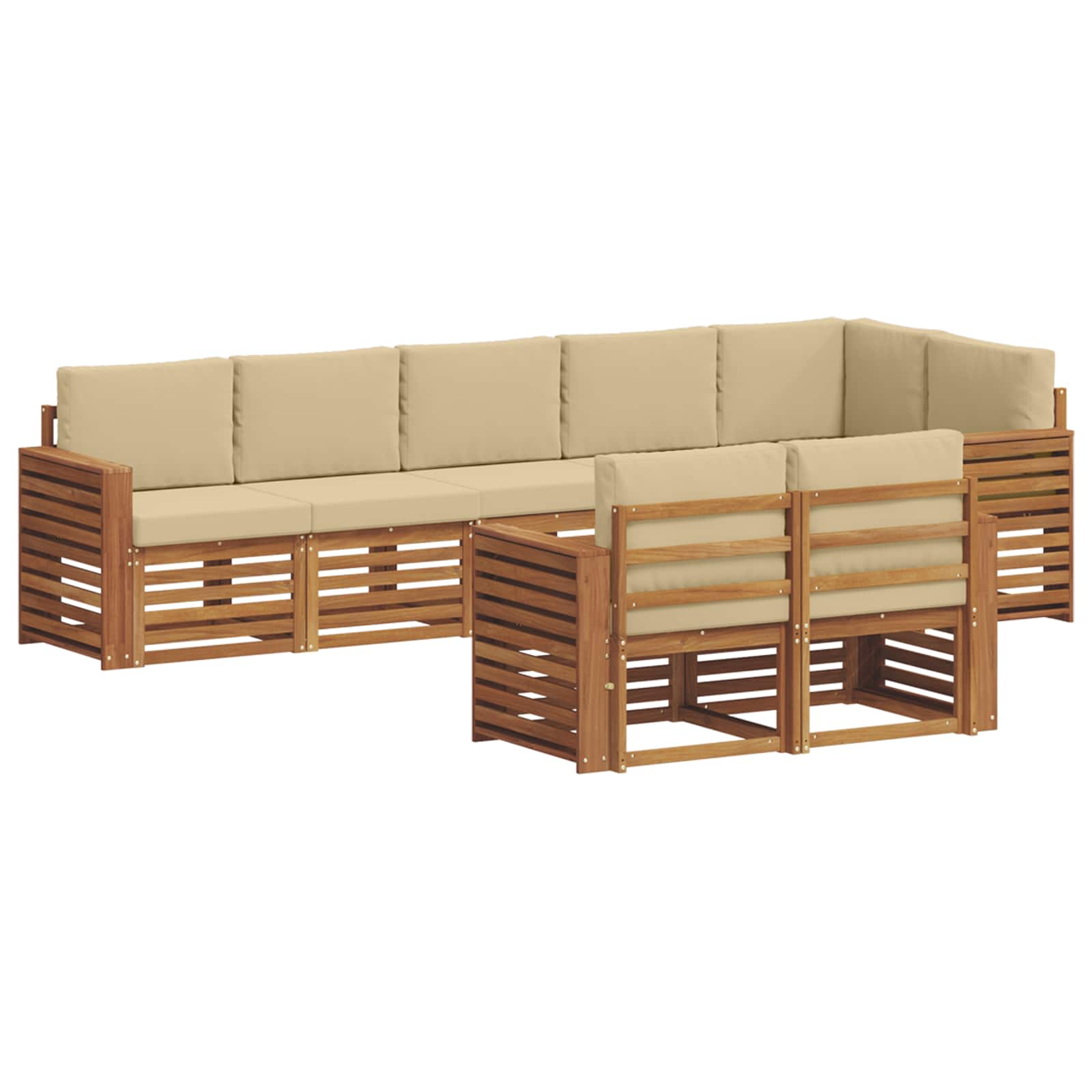 Set divani 8 pcs Naturale e Beige Legno di Acacia Massello | homemem39