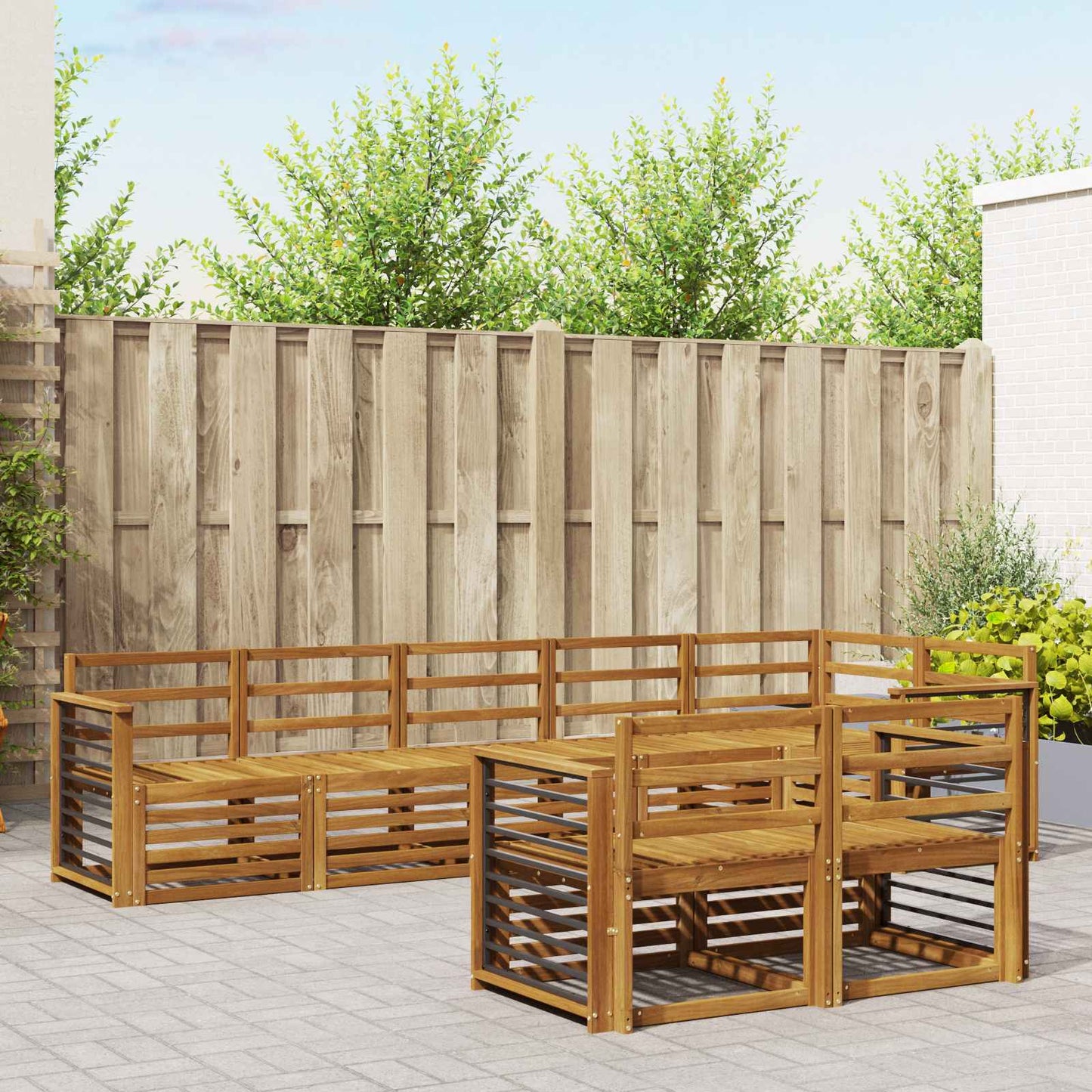 Set divani 8 pcs Naturale Legno di Acacia Massello | homemem39