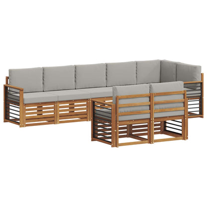Set divani con cuscino 8 pcs Grigio Naturale e Chiaro