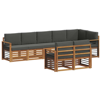 Set divani 8 pcs Naturale e Antracite Legno di Acacia Massello