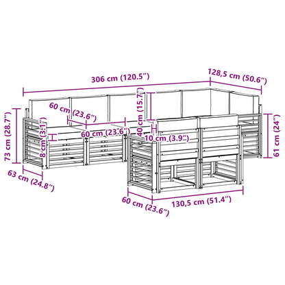 Set divani 8 pcs Naturale e Antracite Legno di Acacia Massello