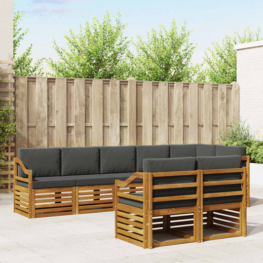 Set divani 8 pcs Naturale e Antracite Legno di Acacia Massello | homemem39