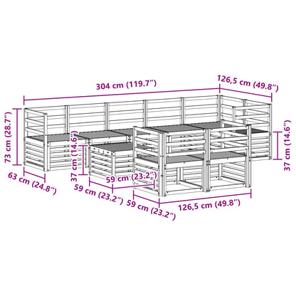 Set divani 9 pcs Naturale Legno di Acacia Massello