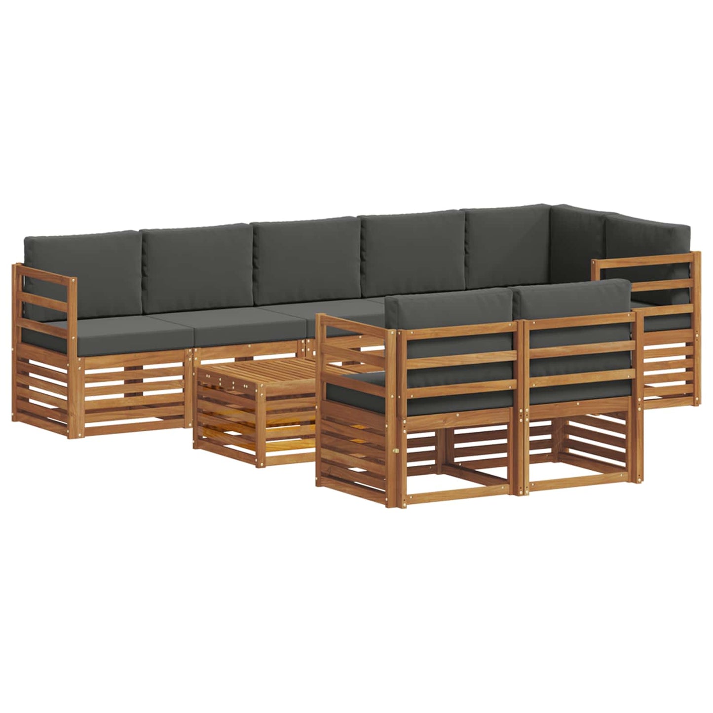 Set divani 9 pcs Naturale e Antracite Legno di Acacia Massello | homemem39