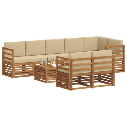 Set divani 9 pcs Naturale e Beige Legno di Acacia Massello | homemem39
