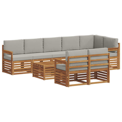 Set divani con cuscino 9 pcs Grigio Naturale e Chiaro