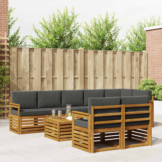 Set divani 9 pcs Naturale e Antracite Legno di Acacia Massello