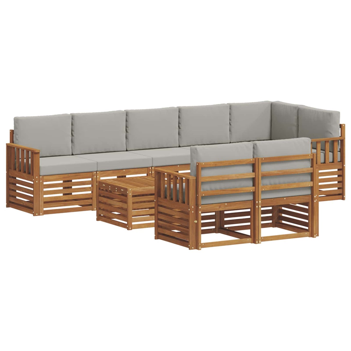 Set divani con cuscino 9 pcs Grigio Naturale e Chiaro | homemem39