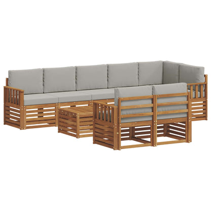 Set divani con cuscino 9 pcs Grigio Naturale e Chiaro | homemem39