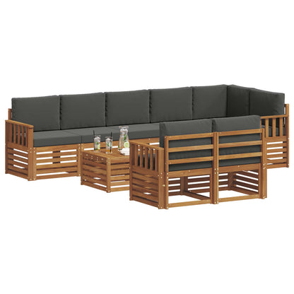 Set divani 9 pcs Naturale e Antracite Legno di Acacia Massello | homemem39