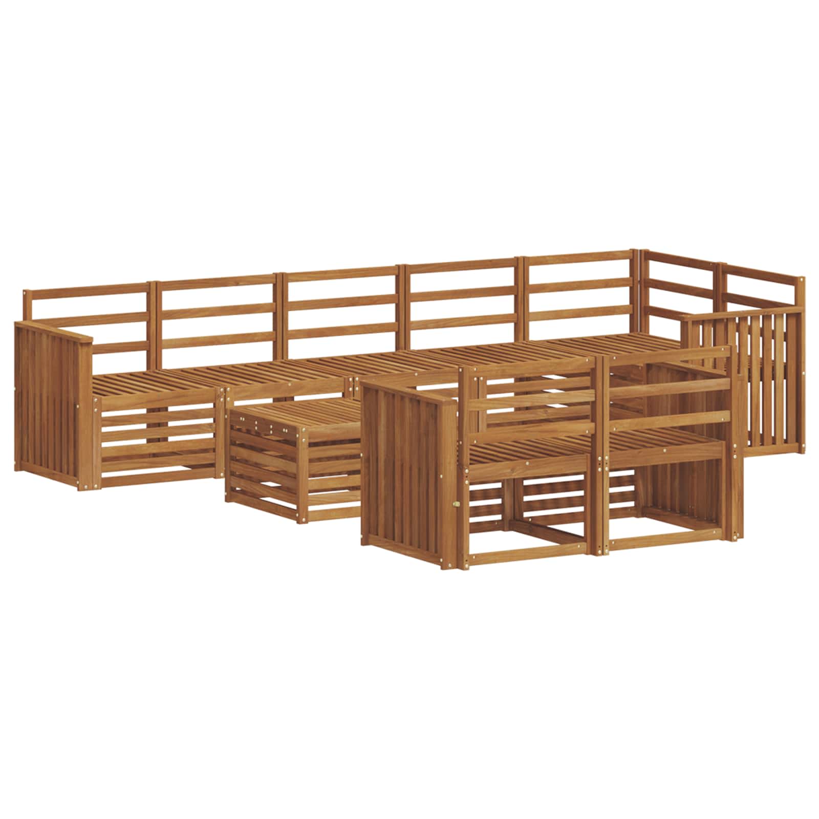 Set divani 9 pcs Naturale Legno di Acacia Massello | homemem39