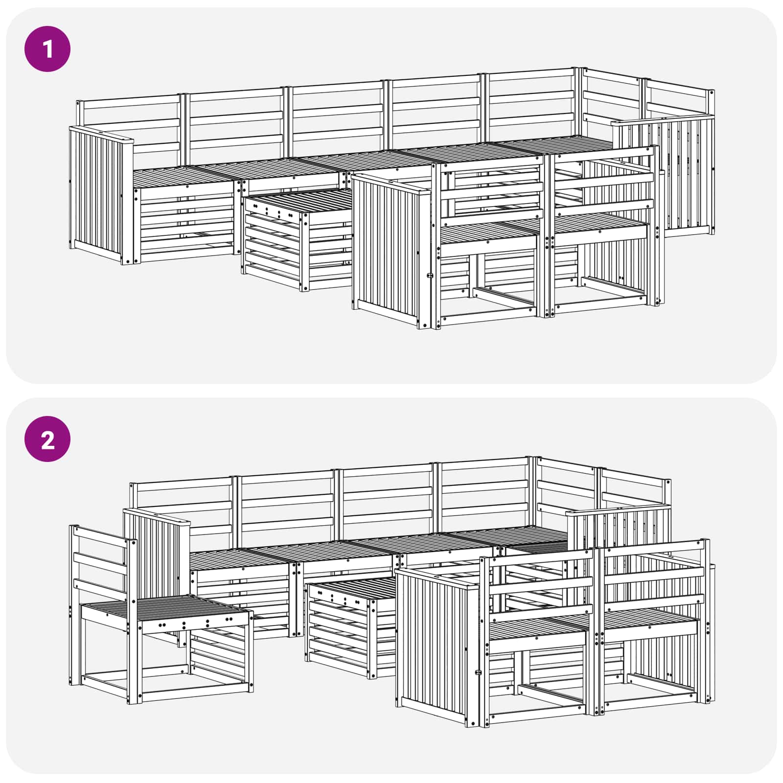 Set divani 9 pcs Naturale Legno di Acacia Massello | homemem39