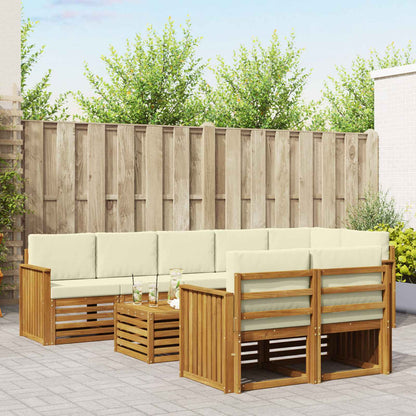 Set divani 9 pcs Naturale e Crema Legno di Acacia Massello