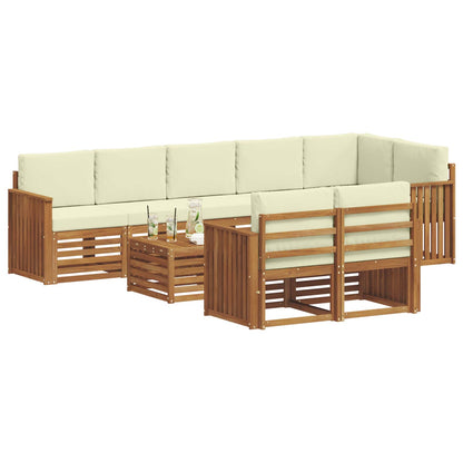 Set divani 9 pcs Naturale e Crema Legno di Acacia Massello | homemem39