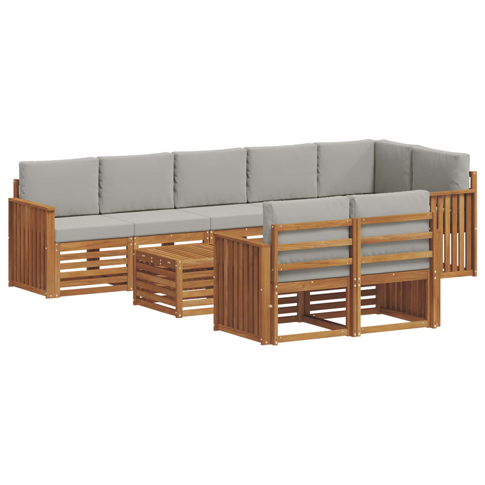 Set divani con cuscino 9 pcs Grigio Naturale e Chiaro | homemem39