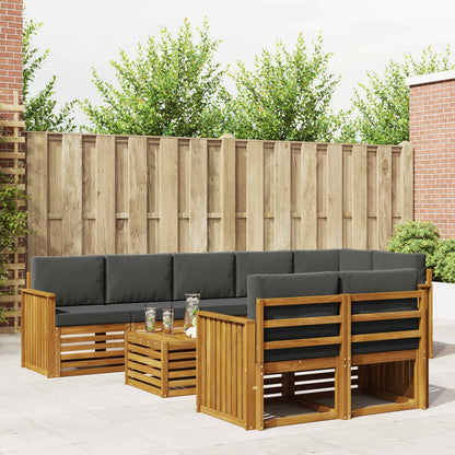 Set divani 9 pcs Naturale e Antracite Legno di Acacia Massello