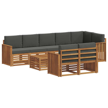 Set divani 9 pcs Naturale e Antracite Legno di Acacia Massello | homemem39