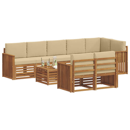Set divani 9 pcs Naturale e Beige Legno di Acacia Massello | homemem39