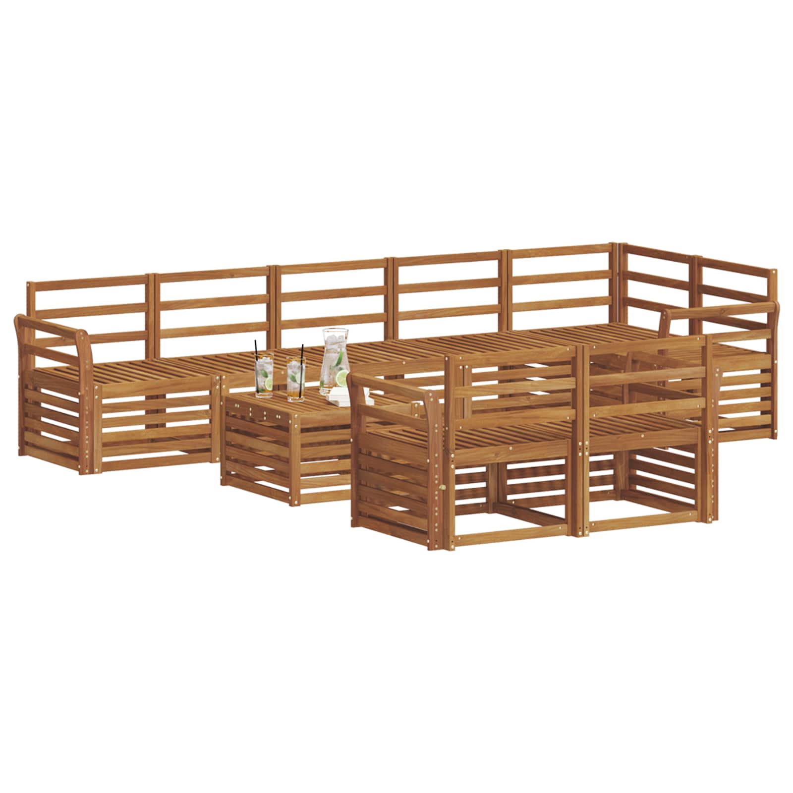 Set divani 9 pcs Naturale Legno di Acacia Massello | homemem39