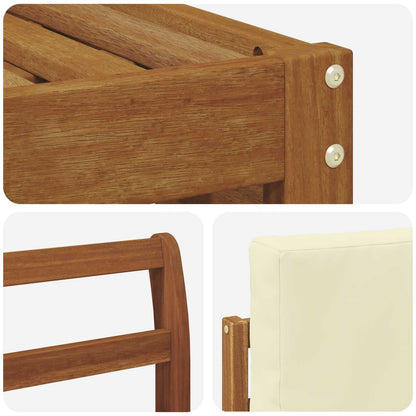 Set divani 9 pcs Naturale e Crema Legno di Acacia Massello