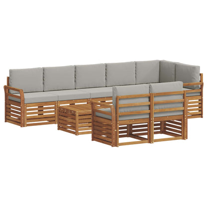 Set divani con cuscino 9 pcs Grigio Naturale e Chiaro