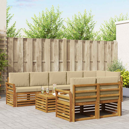 Set divani 9 pcs Naturale e Beige Legno di Acacia Massello | homemem39
