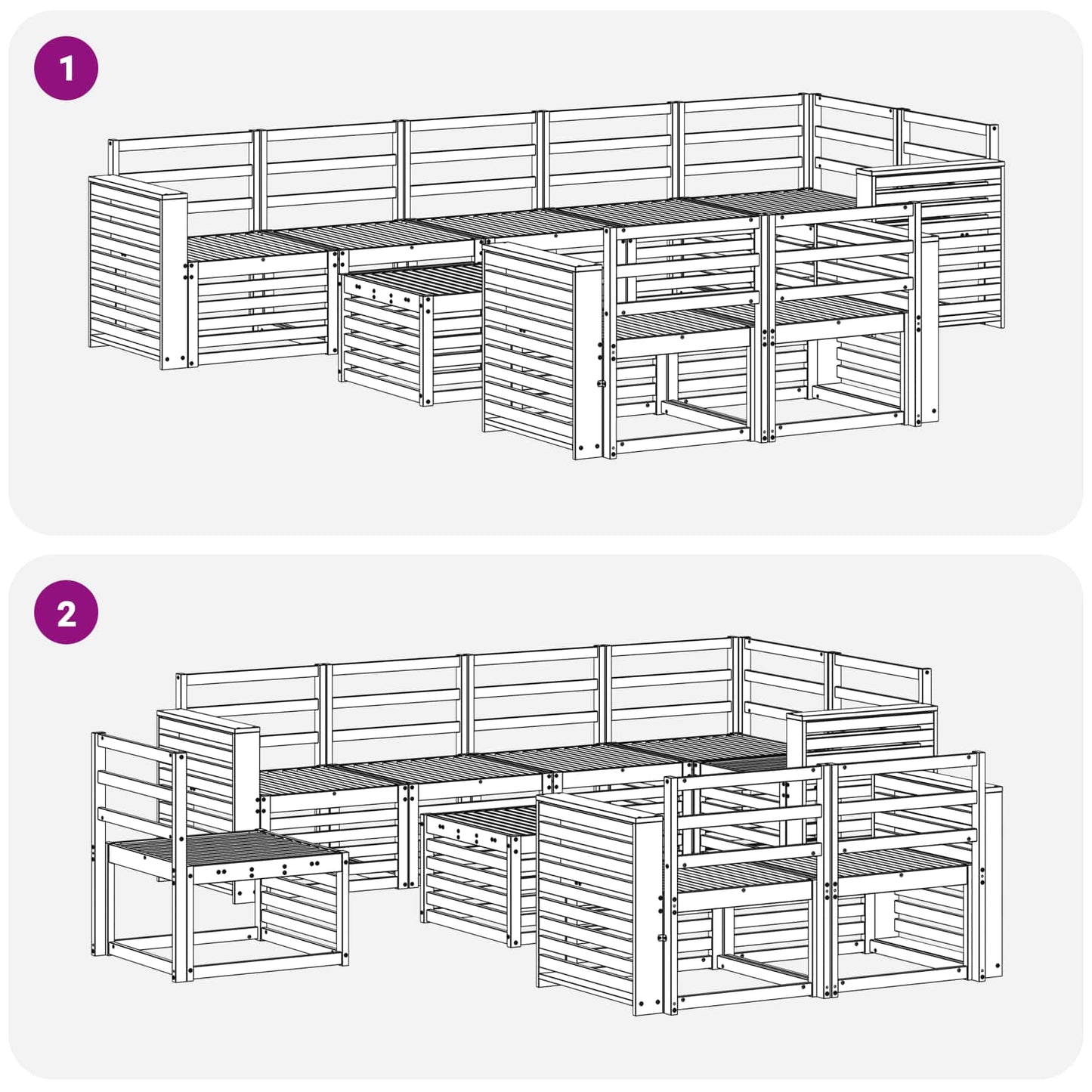 Set divani 9 pcs Naturale Legno di Acacia Massello | homemem39