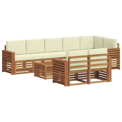 Set divani 9 pcs Naturale e Crema Legno di Acacia Massello | homemem39