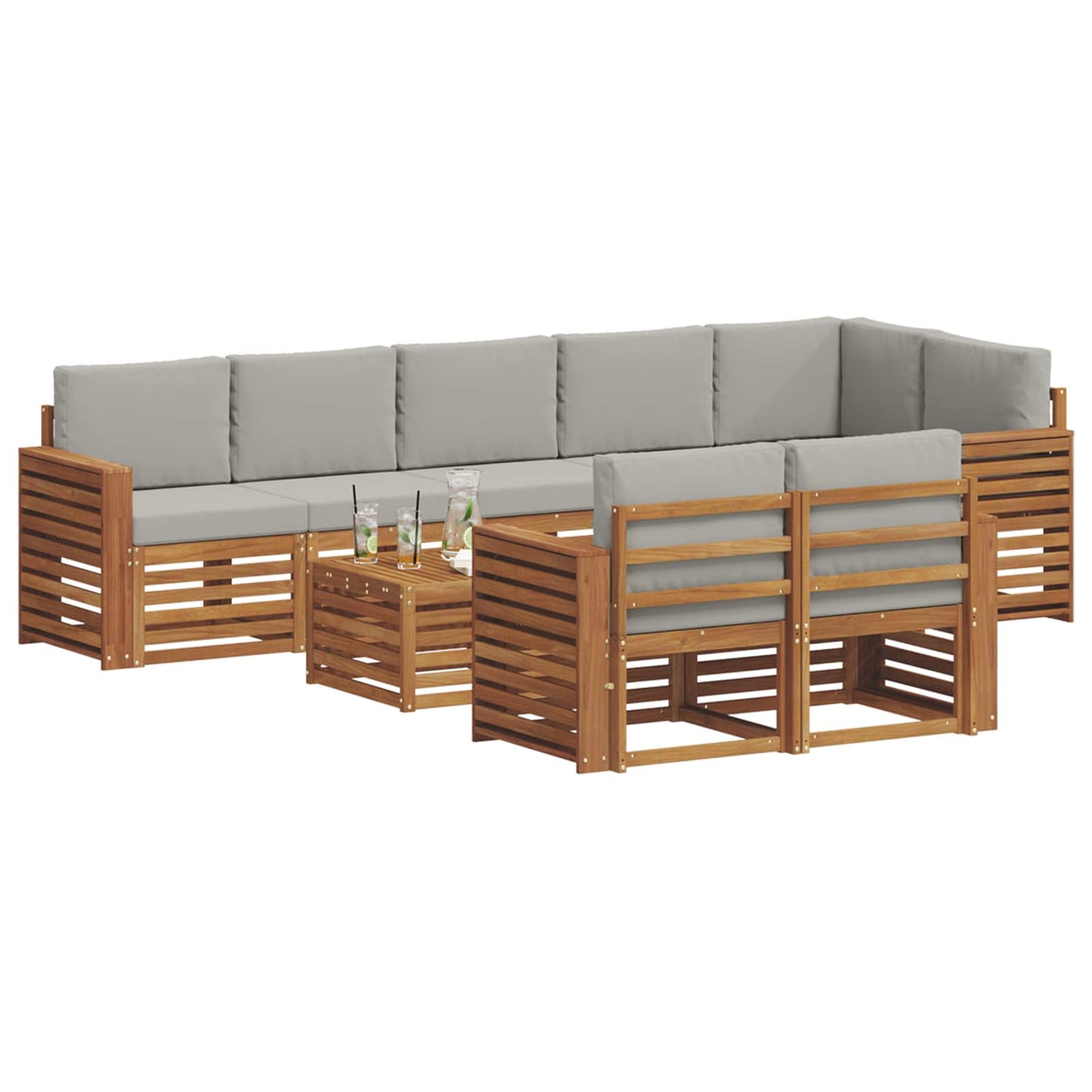 Set divani con cuscino 9 pcs Grigio Naturale e Chiaro | homemem39