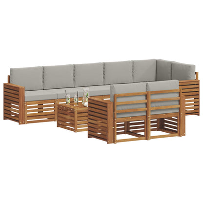 Set divani con cuscino 9 pcs Grigio Naturale e Chiaro | homemem39