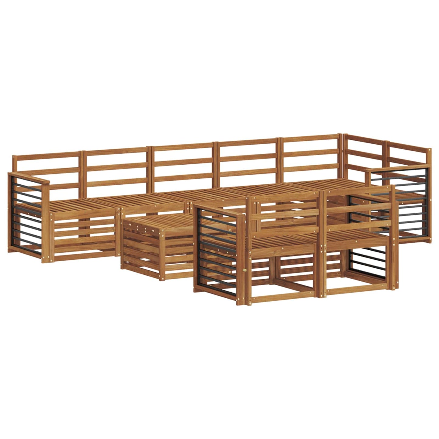 Set divani 9 pcs Naturale Legno di Acacia Massello