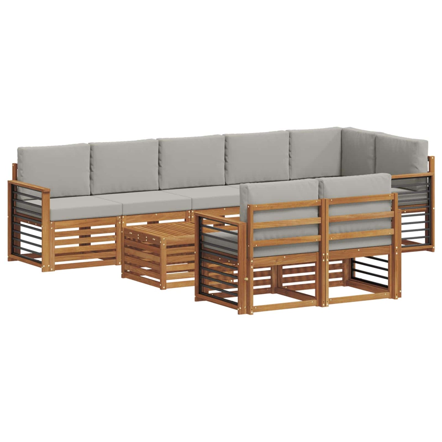 Set divani con cuscino 9 pcs Grigio Naturale e Chiaro
