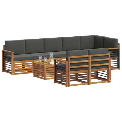 Set divani 9 pcs Naturale e Antracite Legno di Acacia Massello | homemem39