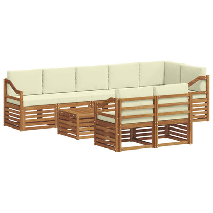 Set divani 9 pcs Naturale e Crema Legno di Acacia Massello