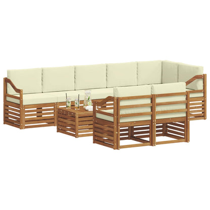 Set divani 9 pcs Naturale e Crema Legno di Acacia Massello | homemem39