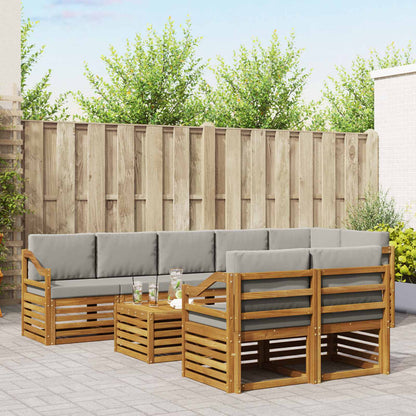 Set divani con cuscino 9 pcs Grigio Naturale e Chiaro