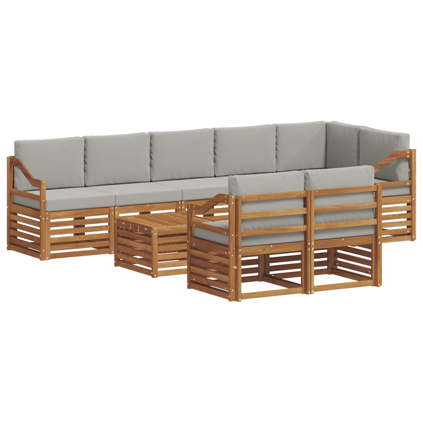 Set divani con cuscino 9 pcs Grigio Naturale e Chiaro