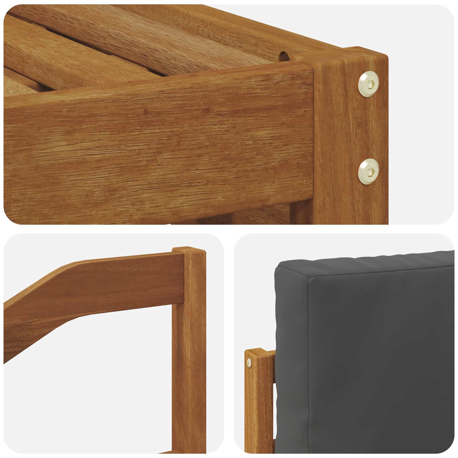 Set divani 9 pcs Naturale e Antracite Legno di Acacia Massello | homemem39