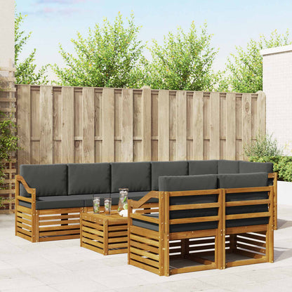 Set divani 9 pcs Naturale e Antracite Legno di Acacia Massello