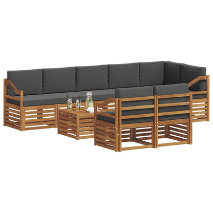 Set divani 9 pcs Naturale e Antracite Legno di Acacia Massello | homemem39