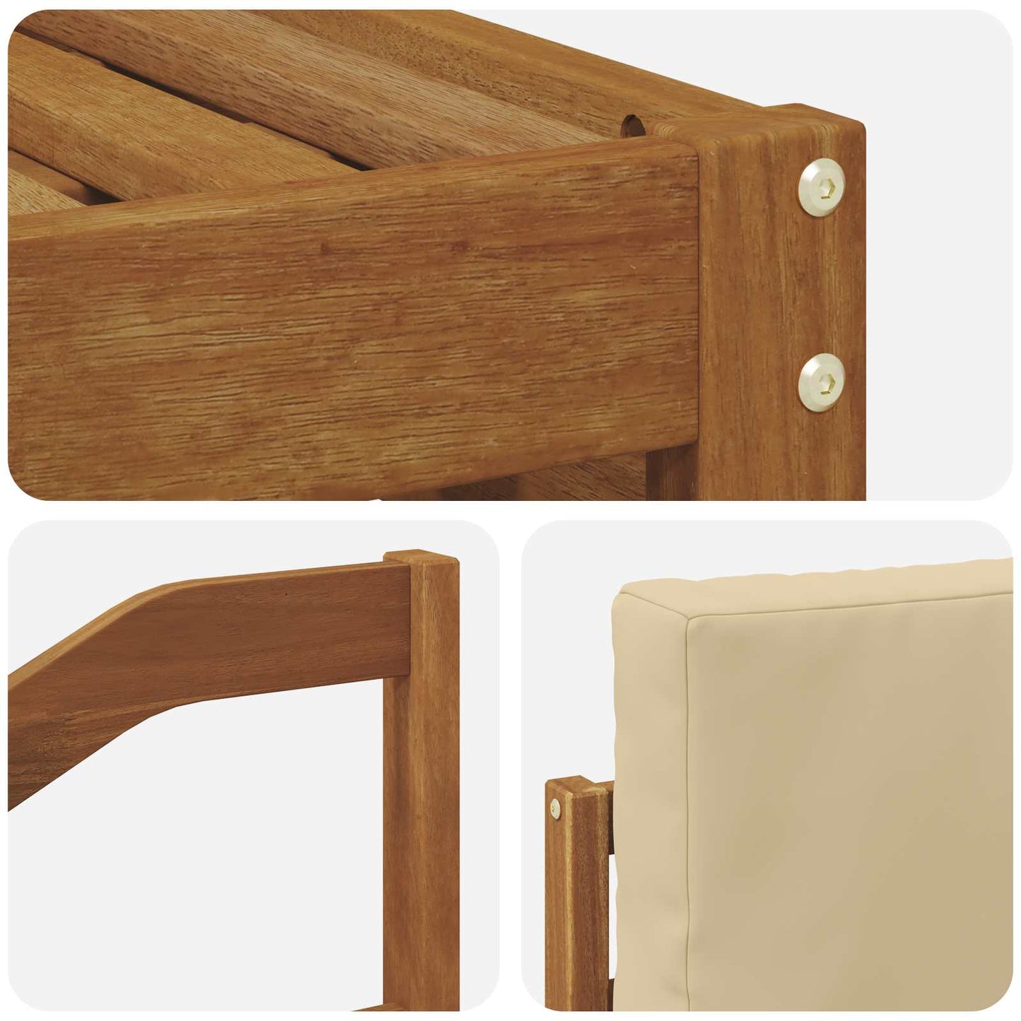 Set divani 9 pcs Naturale e Beige Legno di Acacia Massello