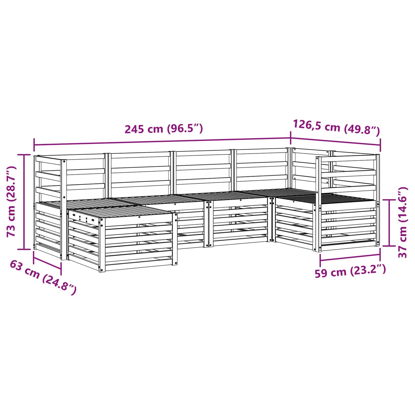Set divano sezionale 6 pcs Naturale | homemem39