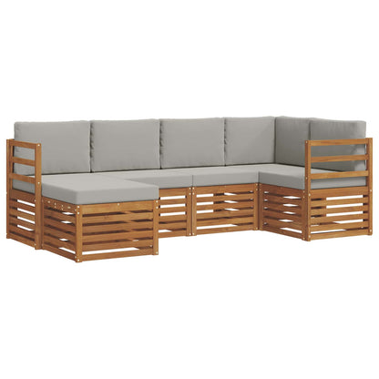 Set divano sezionale con cuscino 6 pcs Grigio Naturale e Chiaro | homemem39